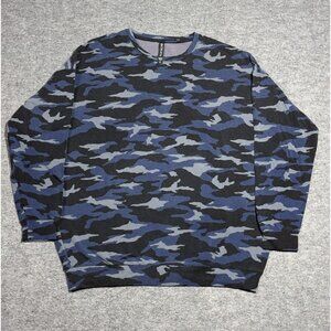 Athleta Printed Sweatshirt Blue Camo Sweater Top Pullover Sz LT Womens